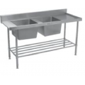 Simply Stainless SS09.1650 DB.L Left hand feed - 3 baskets wide 1650mm w x 600mm d x 900mm h DOUBLE SINK DISHWASHER INLET BENCH